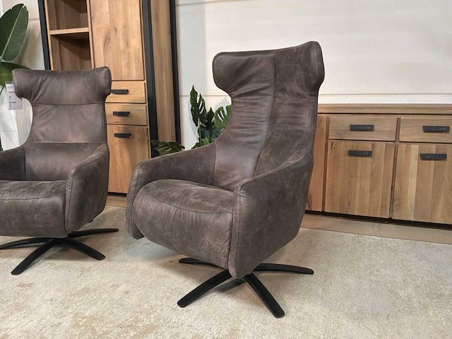 Samson draaibare leren relax fauteuil - afbeelding 2 van  9
