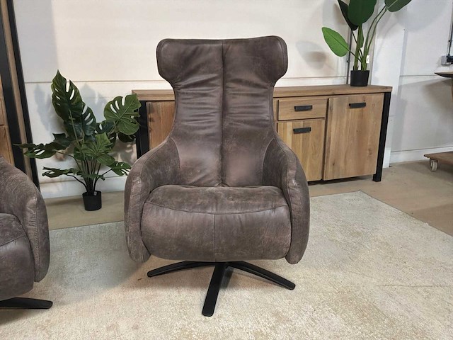 Samson draaibare leren relax fauteuil - afbeelding 3 van  9