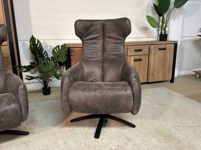 Samson draaibare leren relax fauteuil - afbeelding 8 van  9
