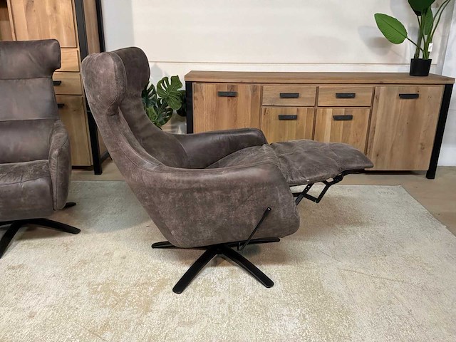 Samson draaibare leren relax fauteuil - afbeelding 5 van  9