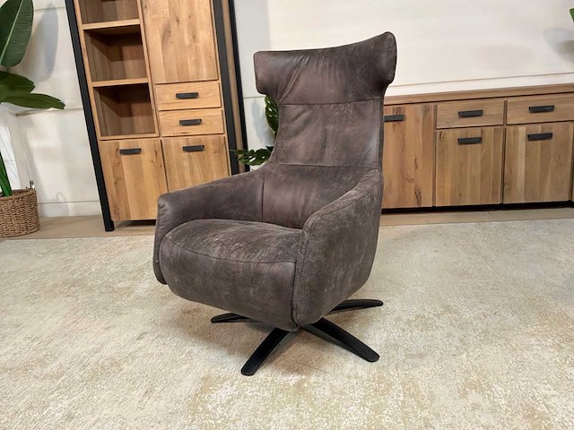 Samson draaibare leren relax fauteuil - afbeelding 3 van  11