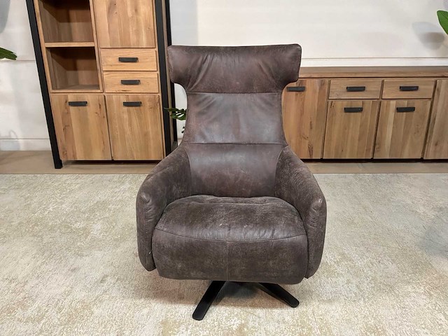 Samson draaibare leren relax fauteuil - afbeelding 11 van  11