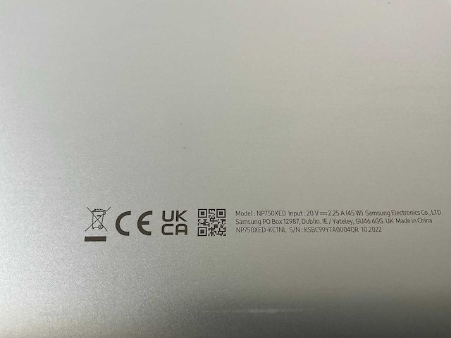 Samsung 750xed 15.6”, core(tm) i5 12th gen, 8 gb ram, 256 gb nvme laptop - afbeelding 1 van  1