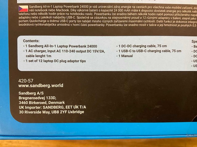 Sandberg 24000 all in one laptop powerbank - afbeelding 2 van  3