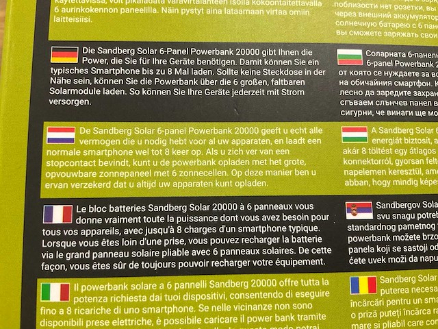 Sandberg solar-6 powerbank 20000 - afbeelding 2 van  2