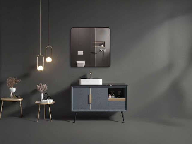 Saniclass retro line 2.0 square spiegel - 100x100cm - afbeelding 1 van  2