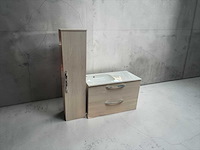 Sanijura design badmeubel met kolomkast spiegelkast en verlichting - afbeelding 3 van  8