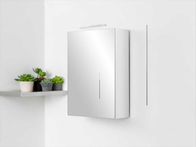 Sanijura spiegelkast met verlichting, lade en stopcontact 52x74 cm hoogglans wit - afbeelding 1 van  11