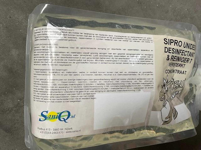 Saniq sipro unides desinfectant & reiniger 7 navulzak á 1800ml versterkt concentraat (6x) - afbeelding 2 van  2