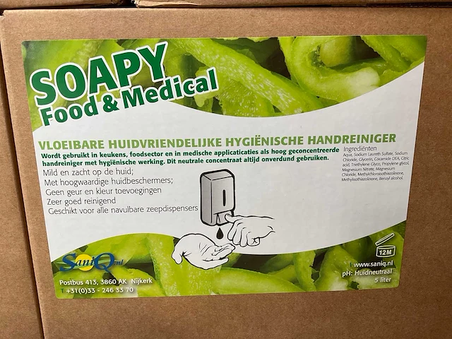Saniq soapy food & medical jerrycan á 5l vloeibare handreiniger (57x) - afbeelding 3 van  3