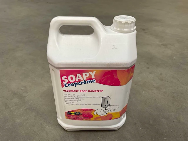 Saniq soapy zeepcrème jerrycan á 5l vloeibare rose handzeep (92x) - afbeelding 1 van  3