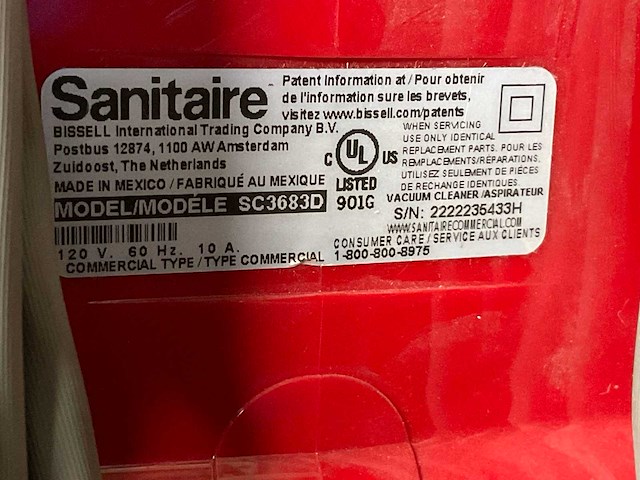 Sanitaire sc3683d stofzuiger - afbeelding 2 van  3