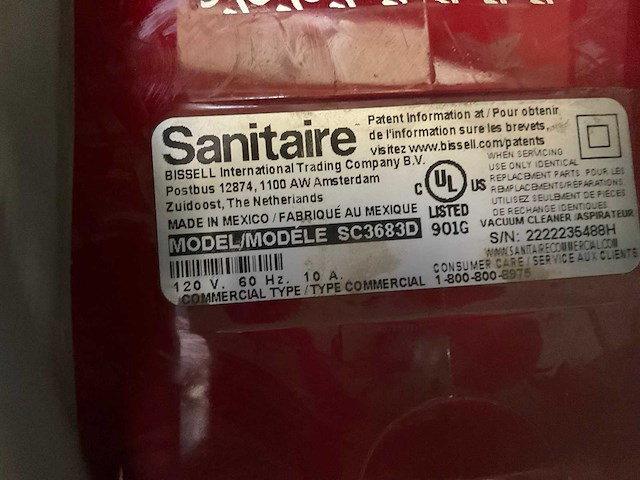 Sanitaire sc3683d stofzuiger - afbeelding 1 van  2