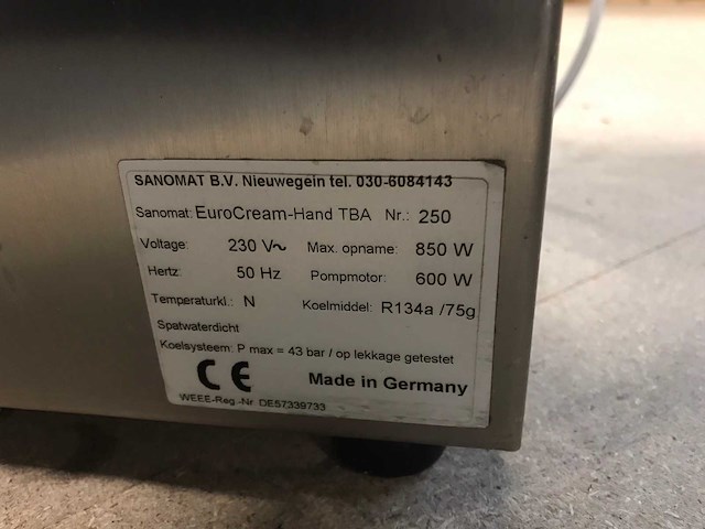 Sanomat eurocream tba slagroommachine - afbeelding 6 van  6