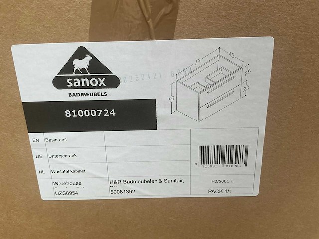 Sanox basin badmeubel 80cm - afbeelding 7 van  7