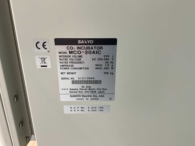 Sanyo mco-20aic laboratorium incubator - afbeelding 4 van  5