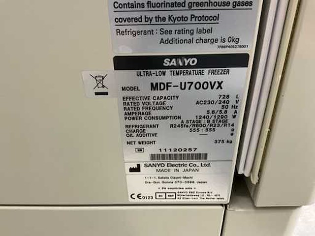 Sanyo mdf-u700vx laboratoriumvriezer - afbeelding 3 van  6