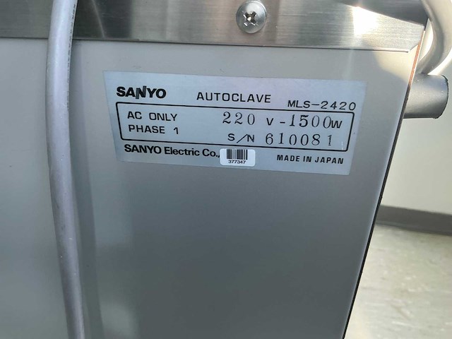 Sanyo mls-2420 laboratorium-autoclave - afbeelding 6 van  6
