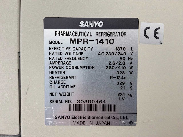 Sanyo mpr-1410 laboratoriumkoelkast - afbeelding 6 van  6