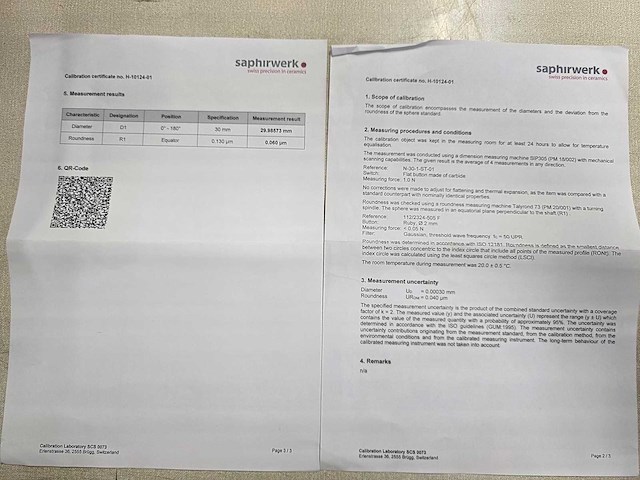Saphirwerk - sh115 a0 dk30 s wzs - kalibreerkogel - afbeelding 4 van  4