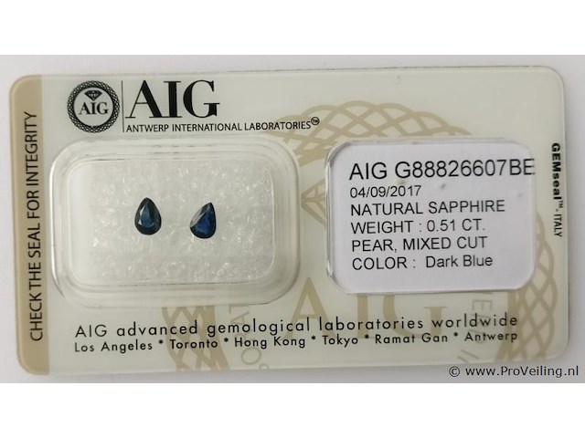 Sapphire 0.51ct aig certified - afbeelding 2 van  4