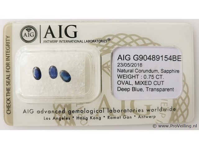 Sapphire 0.75ct aig certified - afbeelding 2 van  4
