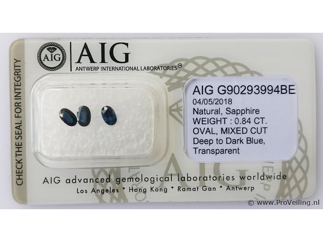 Sapphire 0.84ct aig certified - afbeelding 2 van  4