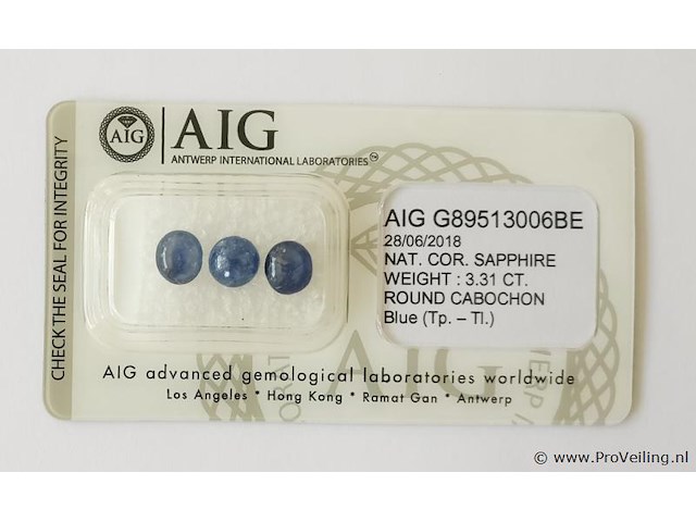 Sapphire 3.31ct aig certified - afbeelding 1 van  3