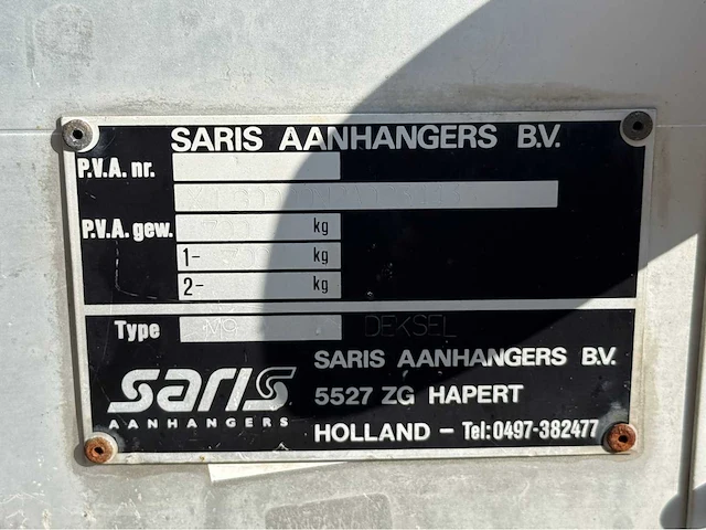 Saris - m9 - ongeremd - aanhangwagen - afbeelding 21 van  22