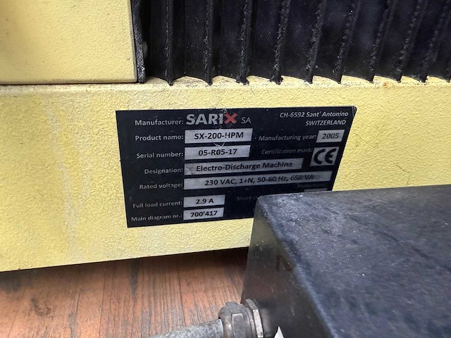 Sarix sa - 2005 - sx-200-hpm - draadvonk- en erodeermachine - afbeelding 12 van  12