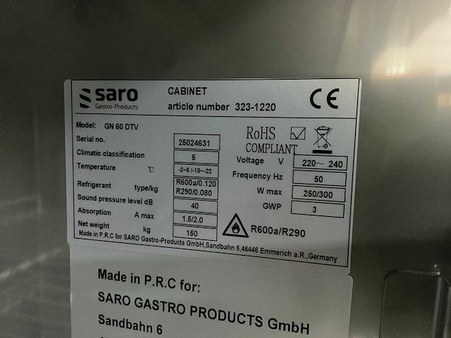 Saro - gn 60 dtv - rvs koel/vries kast - afbeelding 7 van  8