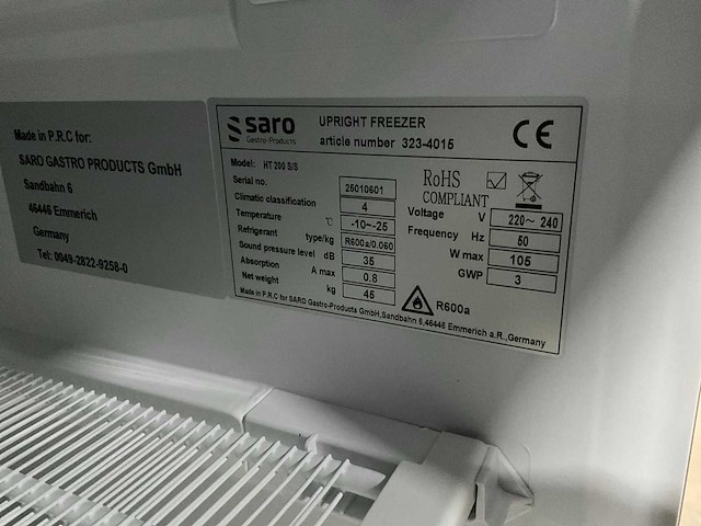 Saro - ht 200 s/s - vrieskast - afbeelding 6 van  7