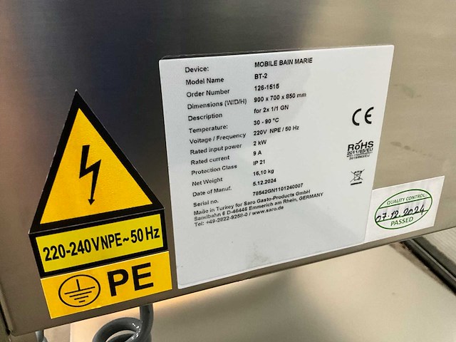 Saro bt-2 mobiele au bain-marie - afbeelding 2 van  10