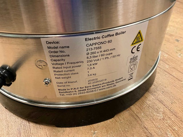 Saro cappono 60 koffiemachine - afbeelding 8 van  8