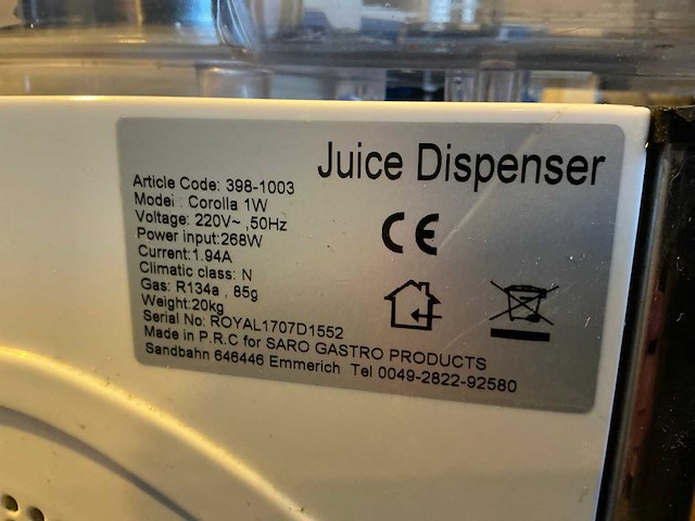 Saro corolla 1w koude drankdispenser - afbeelding 4 van  4