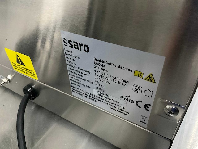 Saro eco 48 dubbel koffiemachine - afbeelding 8 van  8