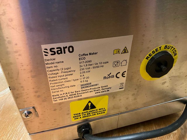 Saro eco koffiemachine - afbeelding 8 van  8