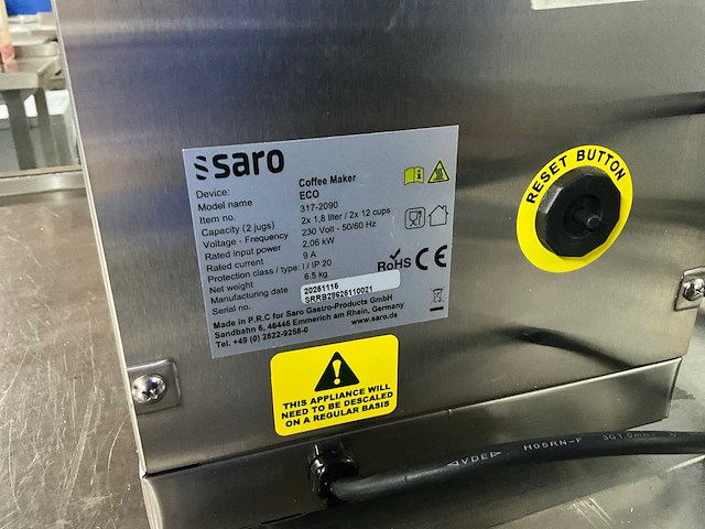 Saro eco koffiemachine - afbeelding 6 van  6
