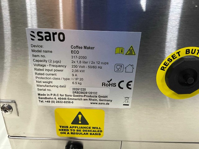Saro eco koffiemachine - afbeelding 6 van  6