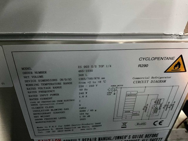 Saro es903 s/s top koelwerkbank - afbeelding 7 van  7