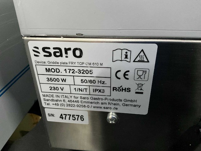 Saro fry top cm 610 m bakplaat - afbeelding 7 van  7