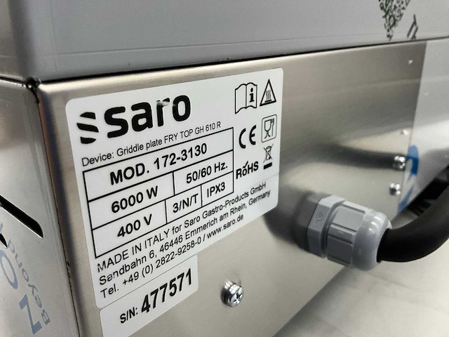 Saro fry top gh 610 r bakplaat - afbeelding 8 van  9