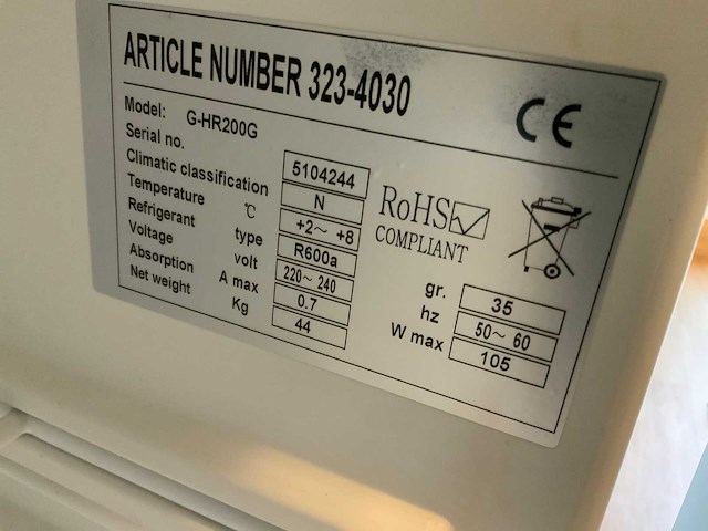 Saro g-hr200g laboratorium koelkast - afbeelding 5 van  5