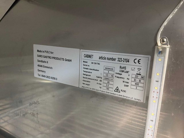 Saro gn 1200 tng koelkast met glasdeuren - afbeelding 3 van  3