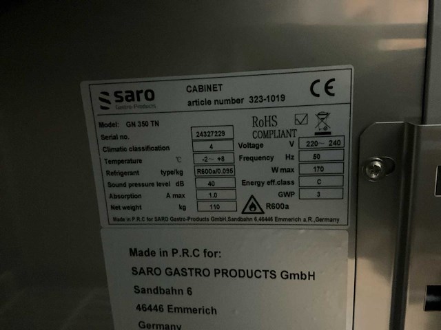 Saro gn 350tn rvs koelkast - afbeelding 7 van  9