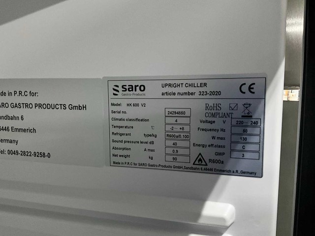Saro hk 600 v2 koelkast - afbeelding 10 van  10
