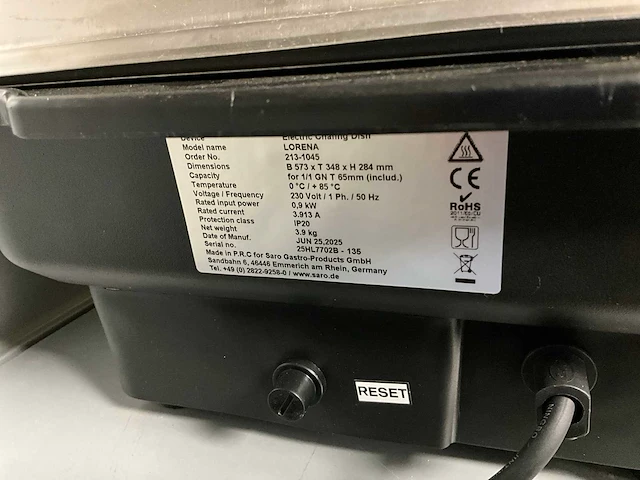 Saro lorena elektrische 1/1 gn chaving dish - afbeelding 3 van  6