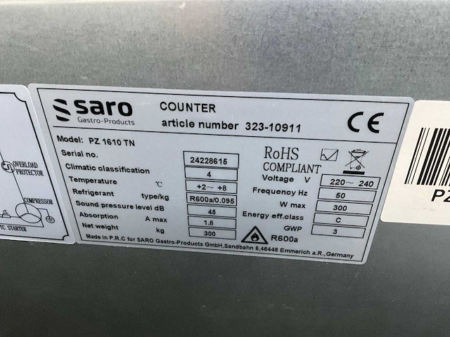 Saro pz 1610 tn pizza koelwerkbank - afbeelding 1 van  2