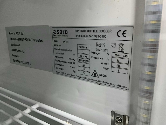Saro sk 301 glasdeur koelkast - afbeelding 9 van  9