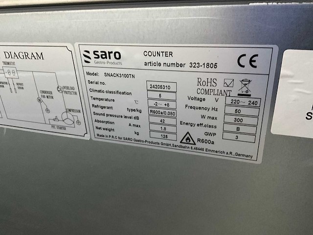 Saro snack 3100tn koelwerkbank - afbeelding 2 van  10